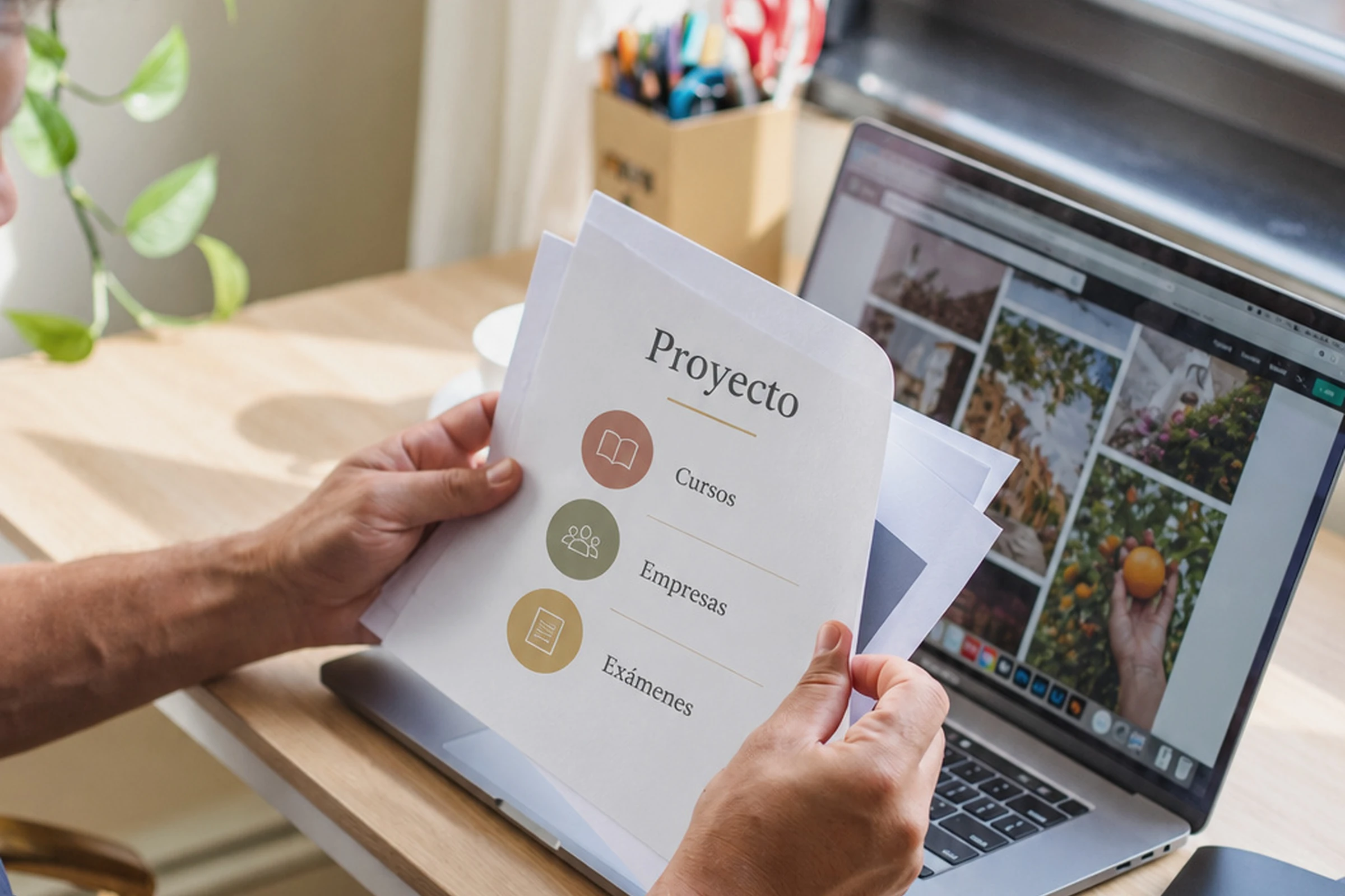 Planeamento de um novo projeto com documentos e computador